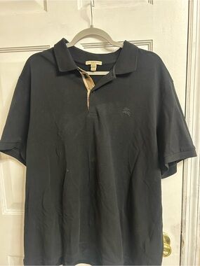 Burberry Black Polo with Signature Check Placket